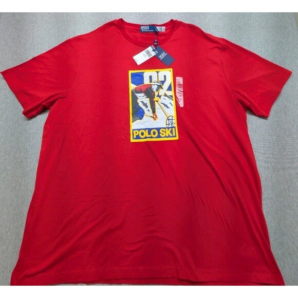 NWT Polo Ralph Lauren POLO SKI ‘92 Men's Short Sleeve T-Shirt Size 4XB Red - Picture 1 of 8